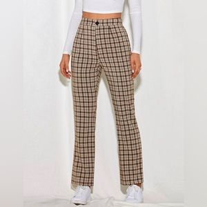 Plaid Straight Leg Pants